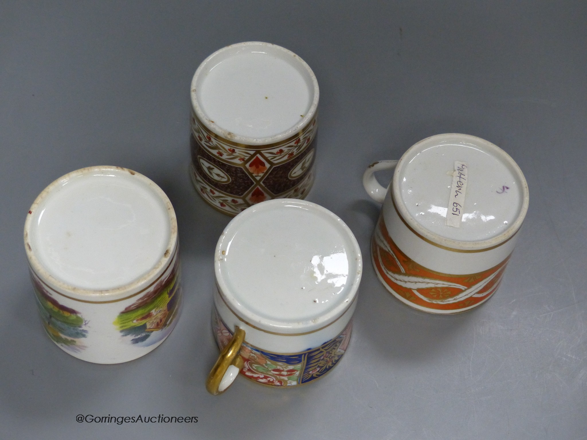 Four Regency Coalport coffee cans